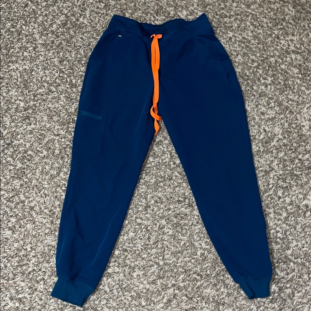 Figs Joggers in Blue with Orange Accent